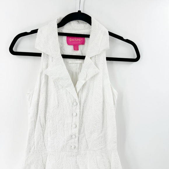 ✅ LILLY PULITZER JUBILEE WHITE COLLARED SLEEVELESS DRESS SIZE 2 WITH POCKETS - Picture 5 of 9
